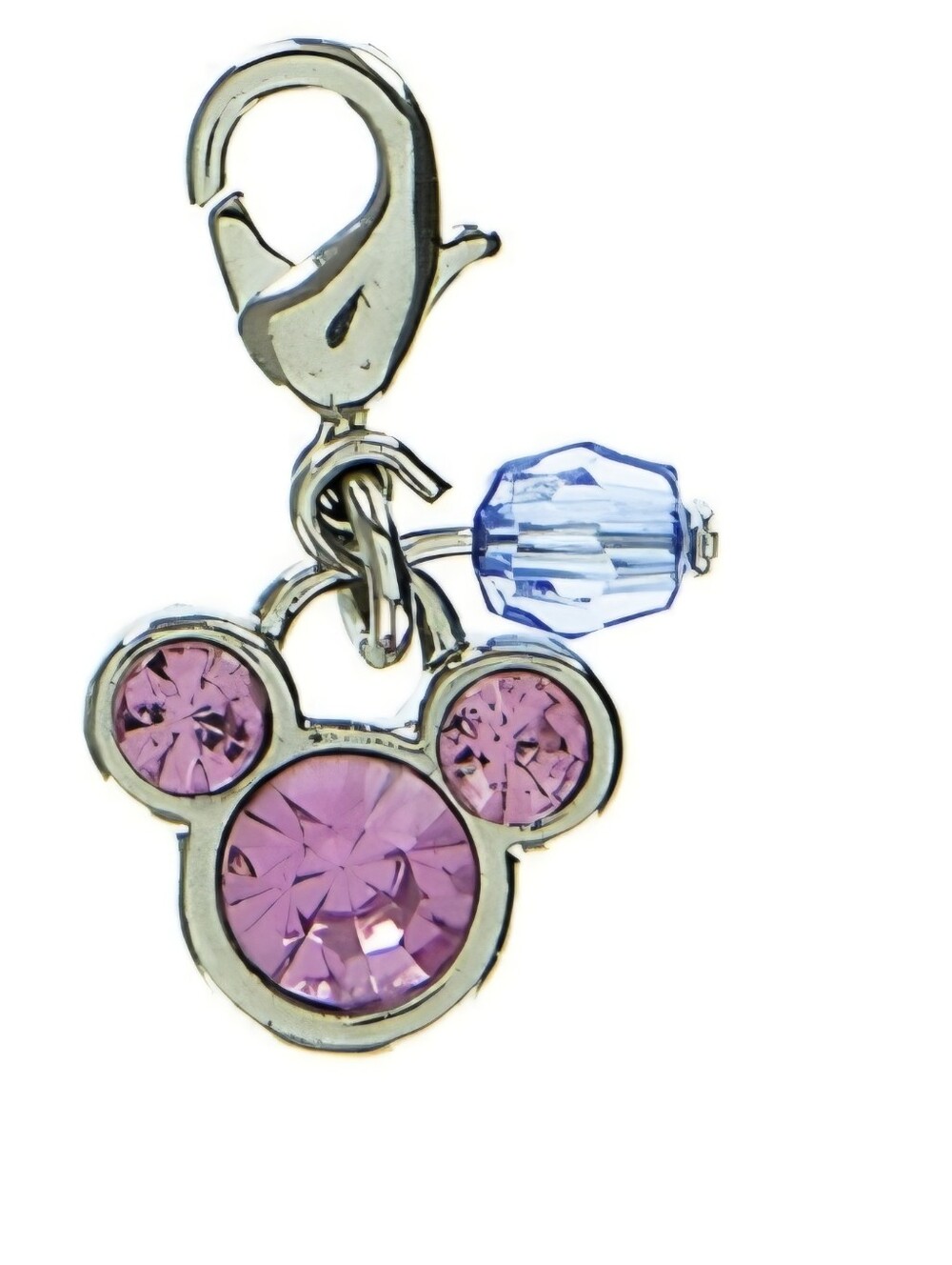 Disney Pink Crystal Mouse Head Charm with Blue Bead  Women's Jewelry Vintage